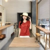 Red printed short-sleeved top for women, a fashionable and casual Chinese style top for the elderly in summer details Picture